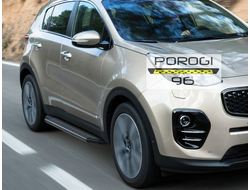 Пороги на Kia Sportage 4 черные