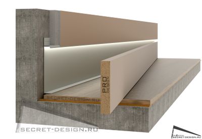 Вставка МДФ 70 мм крашеная по RAL для скрытого плинтуса Pro Design