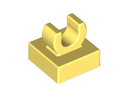 Tile, Modified 1 x 1 with Open O Clip, Bright Light Yellow (15712 / 6296531 / 6348060)