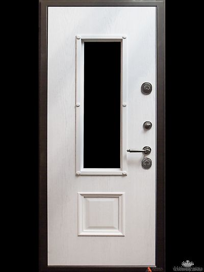 Империал Glass Шпон дуба эмаль белая, 26 мм, гладкая прижимная рамка, шагрень белая