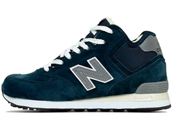 New Balance 574 High Blue Reflective с мехом женские