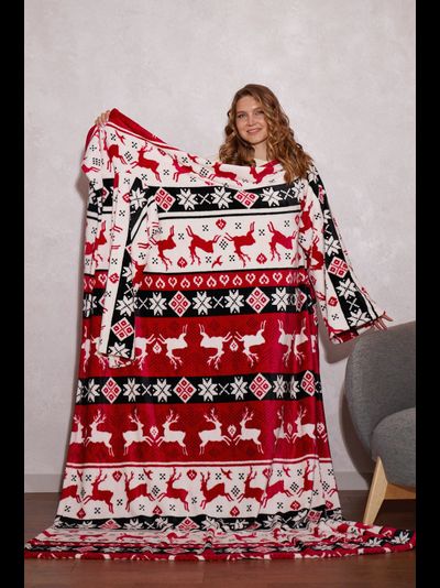 Плед с рукавами &quot;Новогодний&quot; из микрофибры (велсофта)