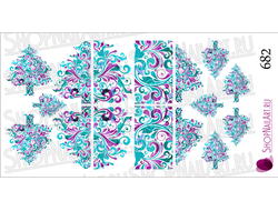 Слайдер-дизайн 682 - Новогодняя елка, сиренево-голубой узор