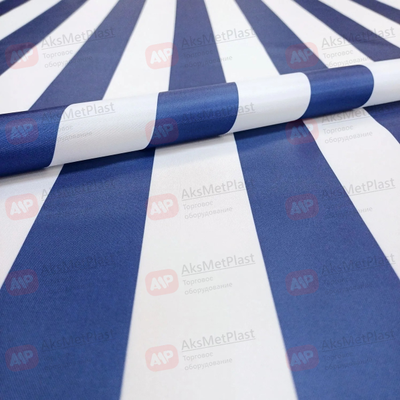 Тентовая ткань водонепроницаемая, полоса-синяя-белая, VIKA, h=1,5 м, L=100 м полиэстер (Ткань Оксфорд)