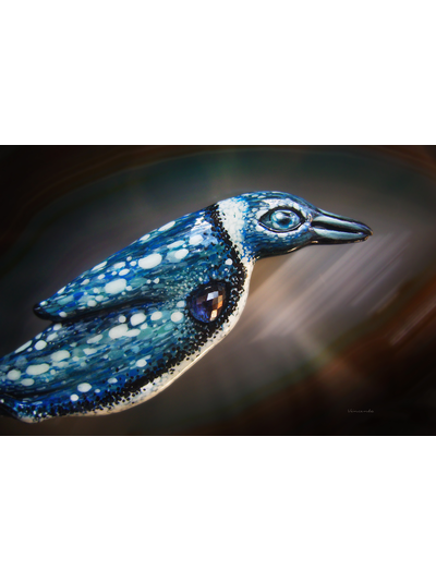 Волшебная брошь в виде пингвина с сапфиром &quot;Сердце Ванадис&quot;