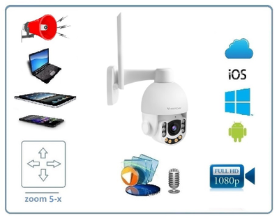 VStarcam C8865-x5 уличная поворотная WiFi/LAN видеокамера с DVR. Full  HD (zoom 5-x) до - 25 град.С.