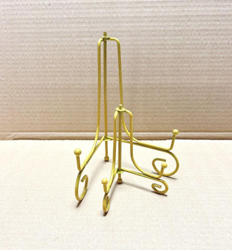 Подставка держатель для икон или тарелки 10 см металлическая складная матовое золото