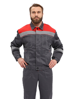 Костюм "ЛЕГИОН" куртка/полукомб. Т.СЕРЫЙ/КРАСНЫЙ