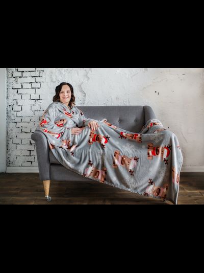 Плед с рукавами "Лапландия" из микрофибры (велсофта)