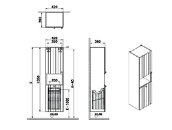 Пенал высокий, Vitra Root Groove, 40 см, с корзиной для белья, матовый белый, левосторонний, 69093