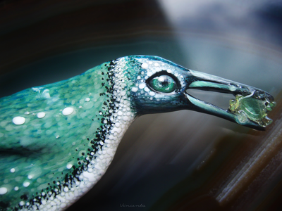 Брошь с изумрудом "Заполярный пингвин Альраи, ледяная птица"