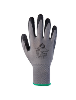 Перчатки из полиэфирной пряжи c рельефным латексным покрытием Jeta Safety JL061 серые