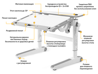 Растущий стол Ergowood - L Multicolor Energy