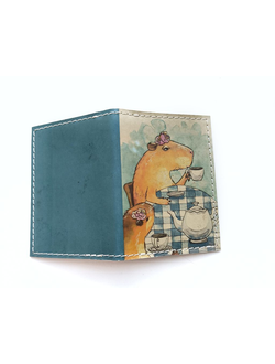 Картхолдер-книжка с двумя отделениями "Капибары пьют чай"