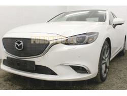 Защита радиатора Mazda 6 2015-2018 (Supreme, Supreme Plus, Executive) black верх PREMIUM