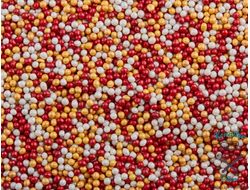 Посыпка "Шарики бордовые, серебряные, золотые d1мм", 50 г