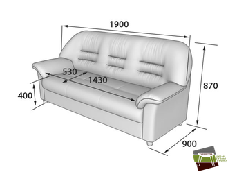 P3 ПРЕМЬЕР Диван трехместный (Ecotex 3001) черный