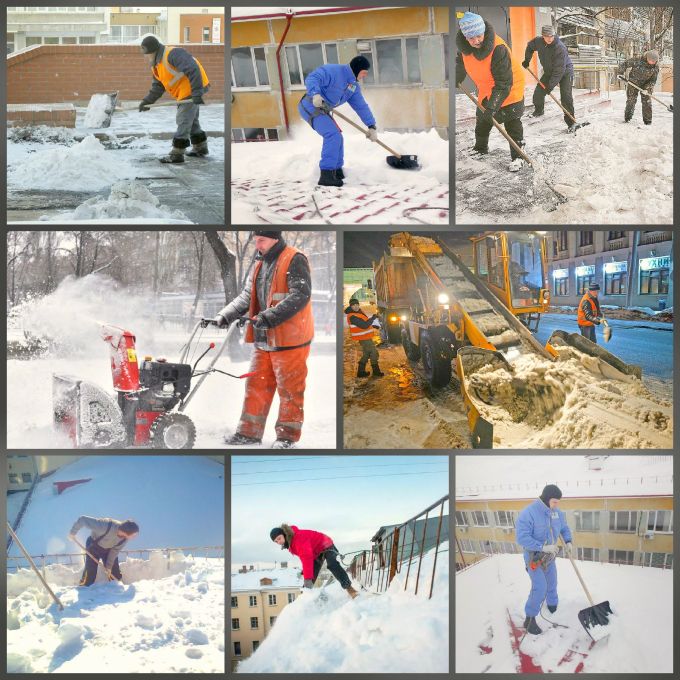 Уборка и вывоз снега в Воронеже с погрузкой, ручная уборка снега, очистка крыш от снега в Воронеже