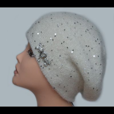 Белый берет зимний женский Vizio Визио Италия 6157