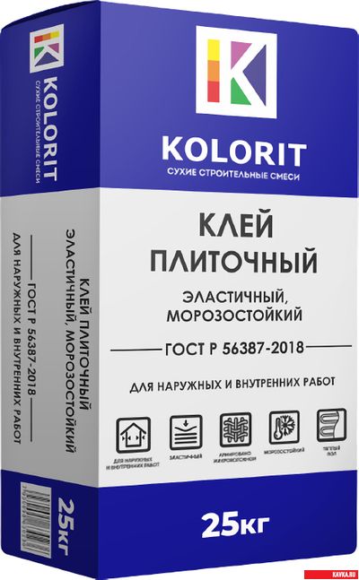 Клей фасадный для плитки "КОЛОРИТ"(С2TES2)(25кг)(42меш.)