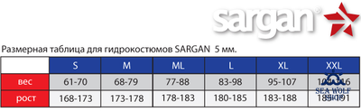 Гидрокостюм неопрен 9мм Sargan "СИВУЧ" р.ML-50