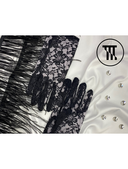 Перчатки стрейч гипюр (короткие), цв. Черный, ST-2062