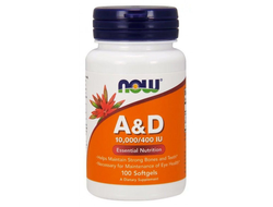 (NOW) Vitamin A & D / 10,000 IU & 400 IU - (100 капс)