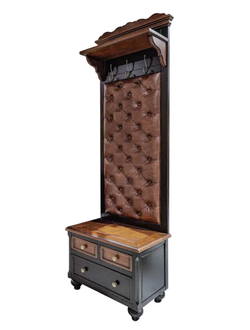 Вешалка узкая для прихожей с каретной стяжкой и нижней тумбой.