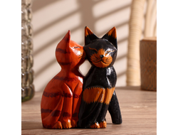 Модель № W208: статуэтка &quot;Кошачья пара&quot; из дерева албезии