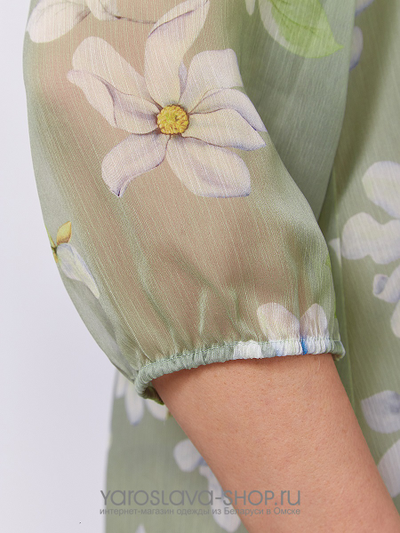 Шифоновое платье А-силуэта нежно-зеленого оттенка