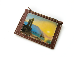 Мини-портмоне на молнии с принтом по мотивам картины И. К. Айвазовского "Закат над Ялтой"