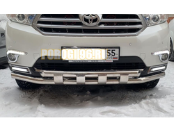Защита переднего бампера с перемычками d60/60 для Toyota Highlander (2010-2014)