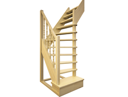 Деревянная межэтажная лестница ЛЕС-91 поворот 90°