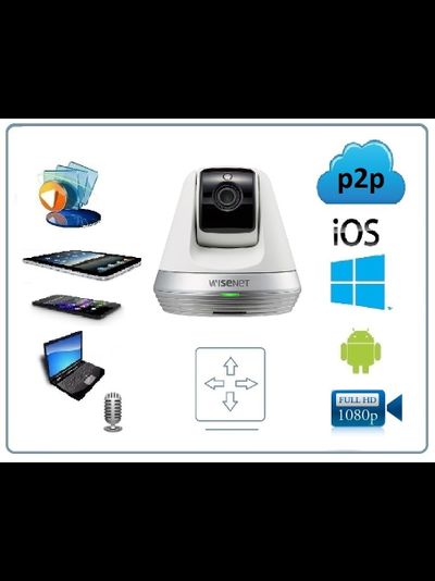 Wisenet SmartCam SNH-V6410PW - Wi-Fi видеоняня/охранная видеокамера, моторизированная с DVR. Full HD