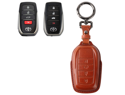 Коричневый чехол для ключа Toyota Land Cruiser 300, Tundra, Venza, Sequoia (4 кнопки)