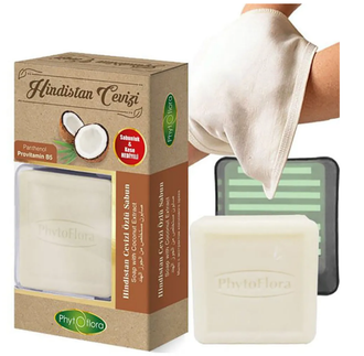 Phytoflora Натуральное мыло кокос с мыльницей и мочалкой, 125 гр.