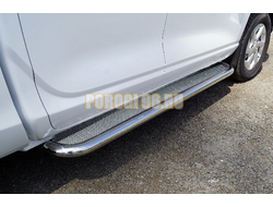 Пороги с площадкой (нерж. лист) 60,3 мм ТСС для Changan Hunter Plus 2023-