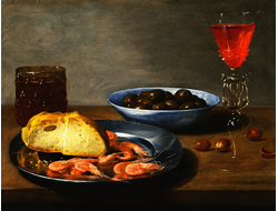 Купить греющую картину с фото креветки и оливки