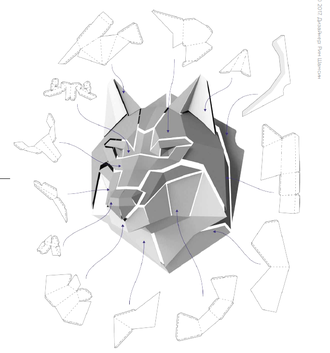 Модель для бумажного моделирования "Голова волка"