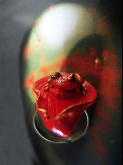 Кольцо с лягушкой на лепестке Червонной Муравы