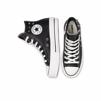 Кеды Converse All Star Lift Platform кожаные черные высокие с клепками