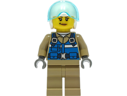 Wildlife Rescue Pilot - Female, Blue Vest, White Helmet, Dark Tan Legs, Smirk, n/a (cty1307)
