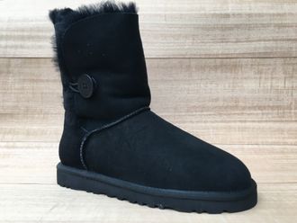 UGG Australia Черные с пуговицей, нубук (36-40) Арт. 005F