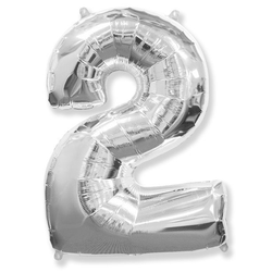 Воздушный шар фольгированный "Цифра 2. Серебро"  (Испания) 102 см.