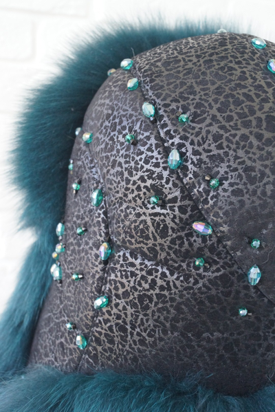 Ушанка "Полярная звезда" цвет черный + изумруд (копия)