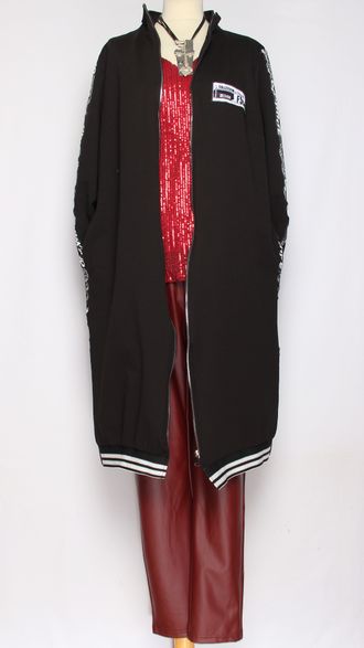 Платье "Лампасы молния" чёрное р.56