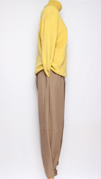 Брюки "Широкие хлястик" бежевые до р.52