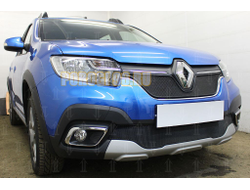 Защита радиатора Renault Logan Stepway 2018- / Renault Sandero Stepway 2018- (black низ)