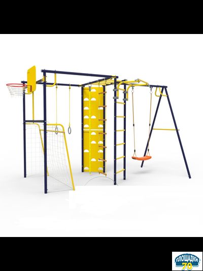 Детский уличный металлический комплекс 7.2 зеленый-желтый + качели лодочка