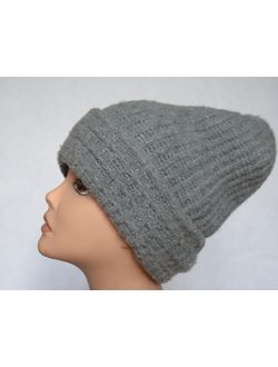 Вязаная серая шапка с отворотом для женщин Vizio Италия 6518 CLR